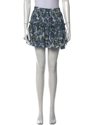 Pre-owned Misa Floral Print Mini Skirt In Blue