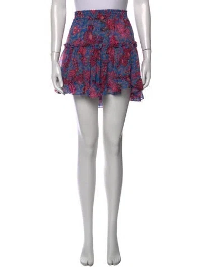 Pre-owned Misa Floral Print Mini Skirt In Blue