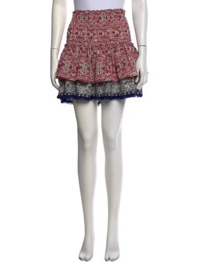 Pre-owned Misa Floral Print Mini Skirt In Blue/red