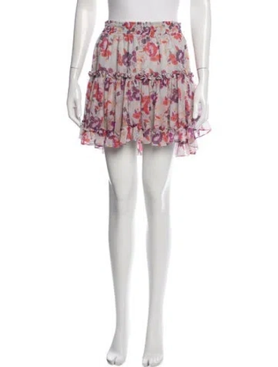 Pre-owned Misa Floral Print Mini Skirt In Gray