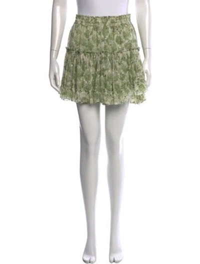 Pre-owned Misa Floral Print Mini Skirt In Green/metallic