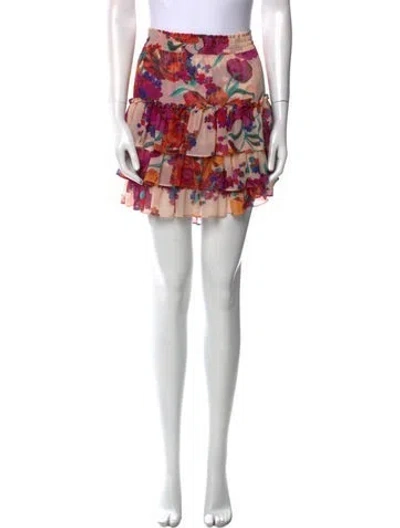 Pre-owned Misa Floral Print Mini Skirt In Neutral