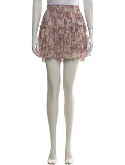 Pre-owned Misa Floral Print Mini Skirt In Neutral