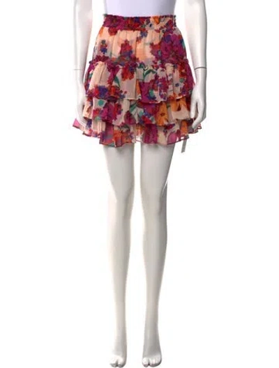 Pre-owned Misa Floral Print Mini Skirt In Neutral