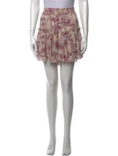 Pre-owned Misa Floral Print Mini Skirt In Neutrals