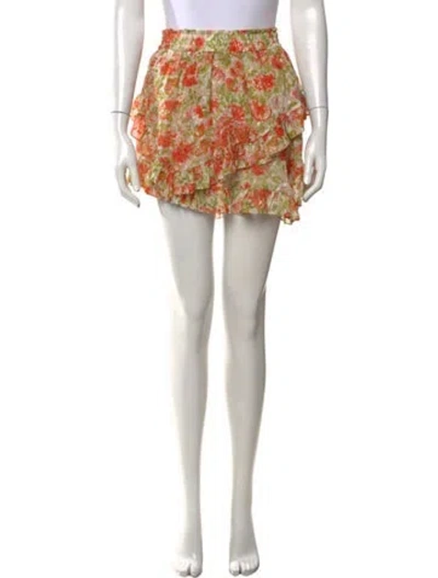 Pre-owned Misa Floral Print Mini Skirt In Neutrals/orange