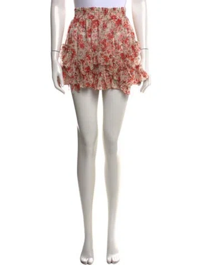 Pre-owned Misa Floral Print Mini Skirt In Neutrals/red