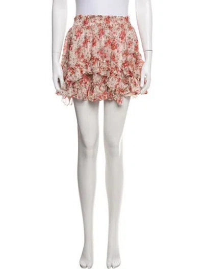 Pre-owned Misa Floral Print Mini Skirt In Neutrals/red