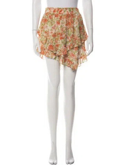 Pre-owned Misa Floral Print Mini Skirt In Orange