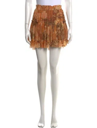 Pre-owned Misa Floral Print Mini Skirt In Orange