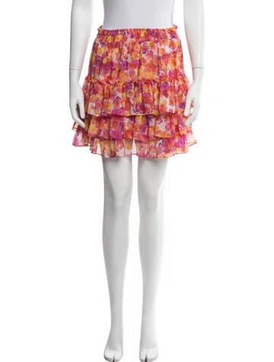 Pre-owned Misa Floral Print Mini Skirt In Orange