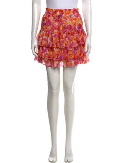 Pre-owned Misa Floral Print Mini Skirt In Orange