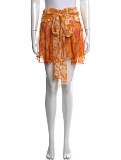 Pre-owned Misa Floral Print Mini Skirt In Orange