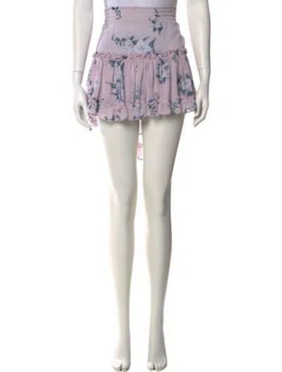 Pre-owned Misa Floral Print Mini Skirt In Pink