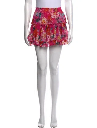 Pre-owned Misa Floral Print Mini Skirt In Pink