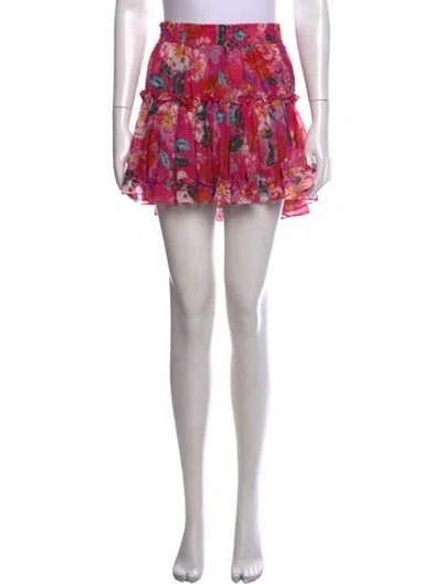 Pre-owned Misa Floral Print Mini Skirt In Pink