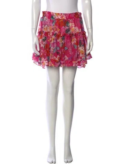 Pre-owned Misa Floral Print Mini Skirt In Pink