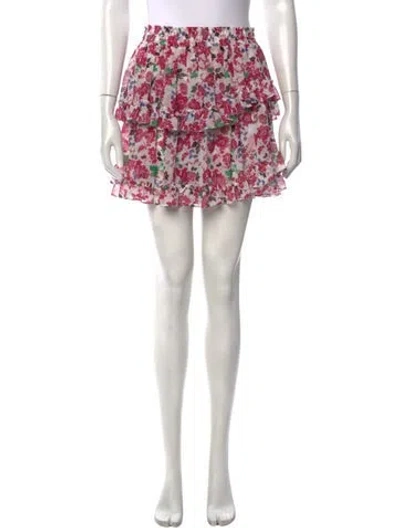 Pre-owned Misa Floral Print Mini Skirt In Pink