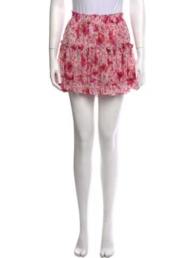 Pre-owned Misa Floral Print Mini Skirt In Pink/red