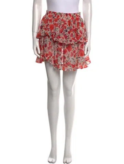 Pre-owned Misa Floral Print Mini Skirt In Red
