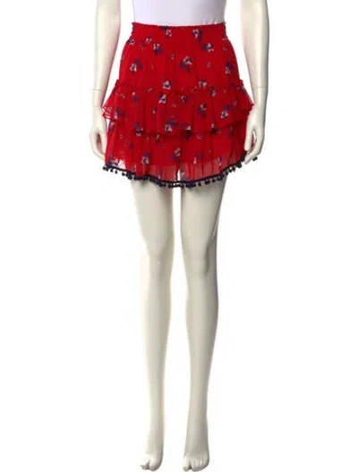 Pre-owned Misa Floral Print Mini Skirt In Red