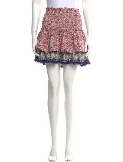 Pre-owned Misa Floral Print Mini Skirt In Red