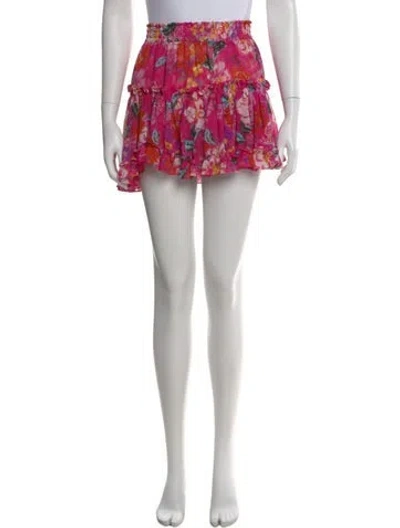 Pre-owned Misa Floral Print Mini Skirt In Red