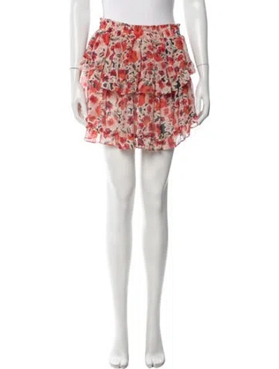 Pre-owned Misa Floral Print Mini Skirt In Red