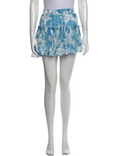 Pre-owned Misa Floral Print Mini Skirt W/ Tags In Blue