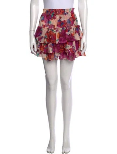 Pre-owned Misa Floral Print Mini Skirt W/ Tags In Neutral