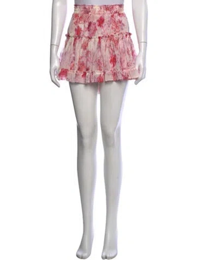 Pre-owned Misa Floral Print Mini Skirt W/ Tags In Pink