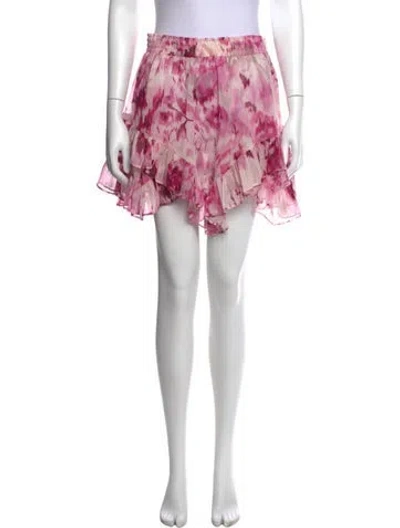 Pre-owned Misa Floral Print Mini Skirt W/ Tags In Pink