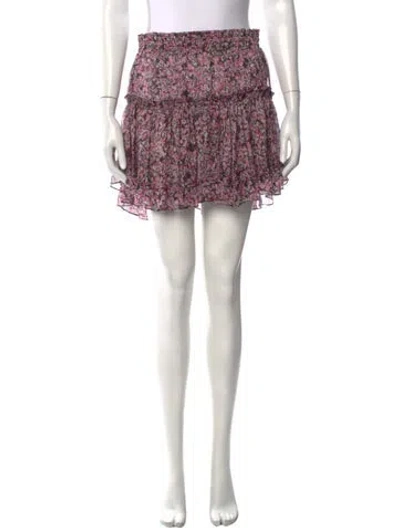 Pre-owned Misa Floral Print Mini Skirt W/ Tags In Pink