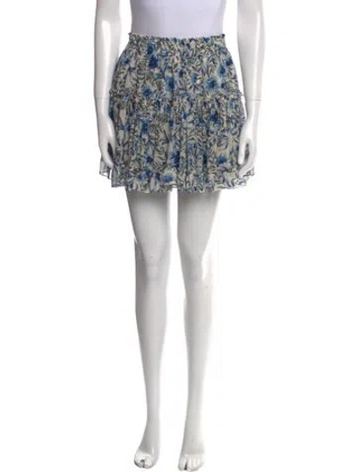 Pre-owned Misa Floral Print Mini Skirt In White