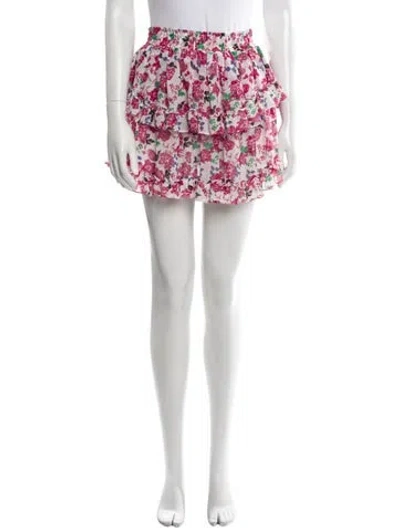 Pre-owned Misa Floral Print Mini Skirt In White