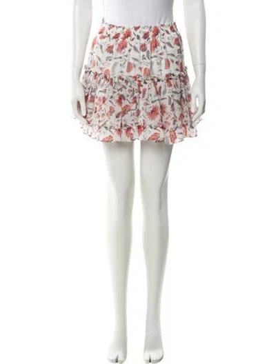 Pre-owned Misa Floral Print Mini Skirt In White