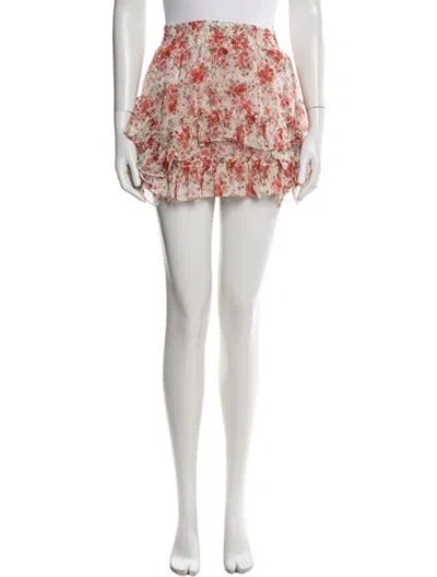 Pre-owned Misa Floral Print Mini Skirt In White