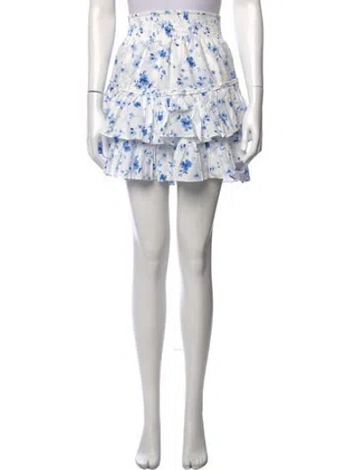 Pre-owned Misa Floral Print Mini Skirt In White