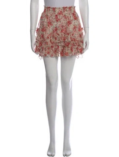 Pre-owned Misa Floral Print Mini Skirt In White