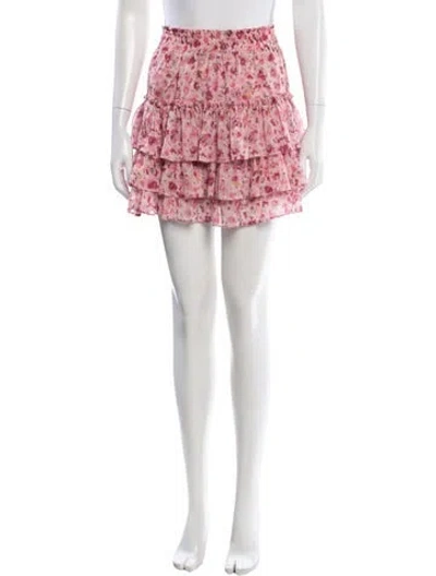 Pre-owned Misa Floral Print Mini Skirt In White