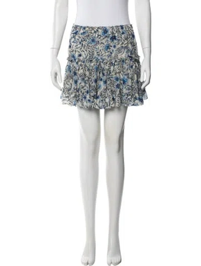 Pre-owned Misa Floral Print Mini Skirt In White