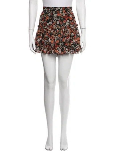 Pre-owned Misa Floral Print Mini Skirt In White