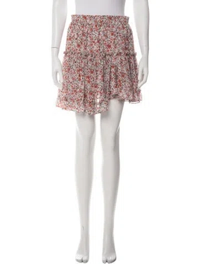 Pre-owned Misa Floral Print Mini Skirt In White