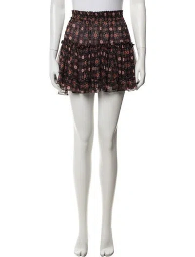 Pre-owned Misa Floral Print Mini Skirt In White