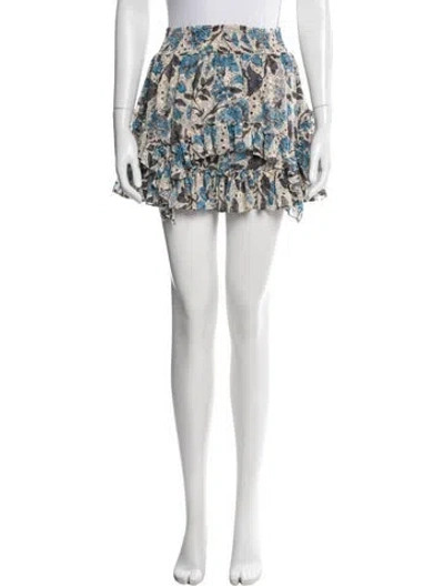 Pre-owned Misa Floral Print Mini Skirt In White