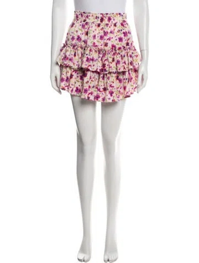 Pre-owned Misa Floral Print Mini Skirt In White