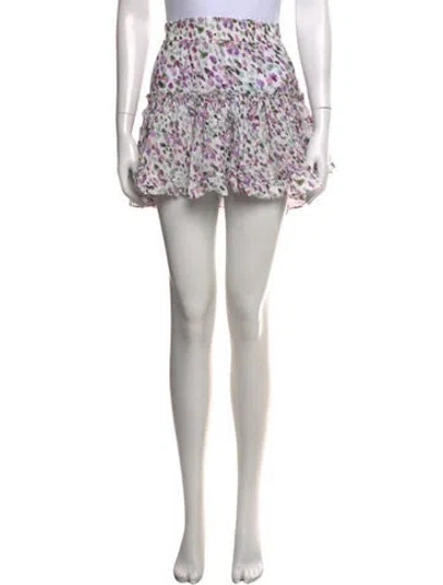 Pre-owned Misa Floral Print Mini Skirt In White