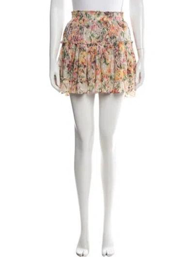 Pre-owned Misa Floral Print Mini Skirt In White