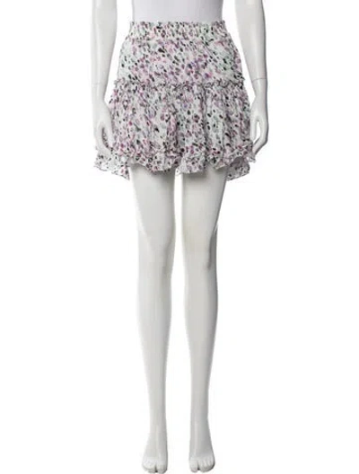 Pre-owned Misa Floral Print Mini Skirt In White