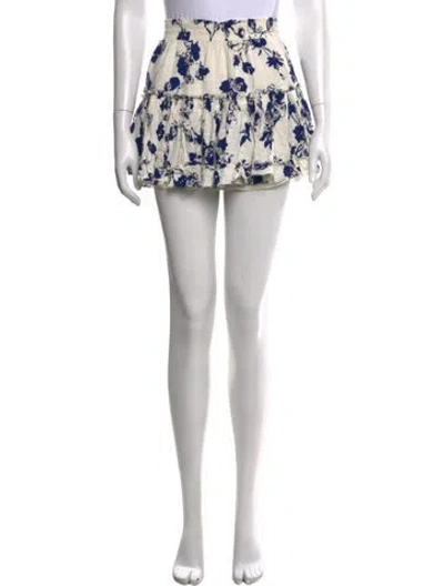 Pre-owned Misa Floral Print Mini Skirt In White